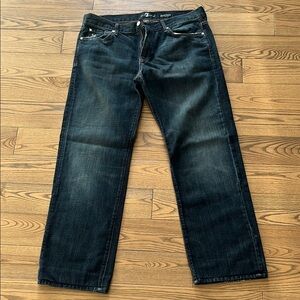 7 For All Mankind Blue Straight Jeans with Lived-In Look